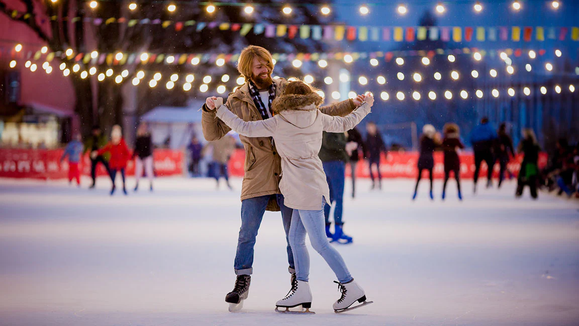 Stock photo of couple skating